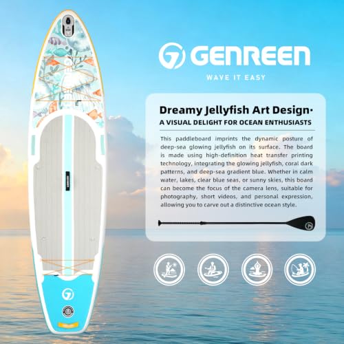 Image of Inflatable Stand-Up Paddle Boards - Available 32 inch /33 inch /34 inch Widths Inflatable Paddle Board with SUP Accessories, Camera Mount, Basic All-Around SUP Board for All Skill Levels, Up to 450lbs