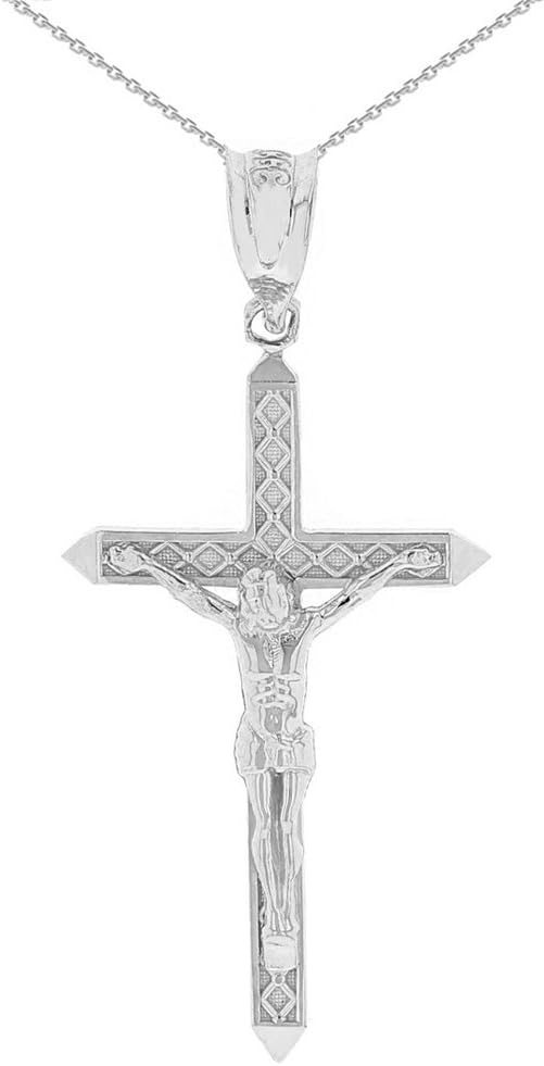 Religious Jewelry 925 Sterling Silver Artistic Cross Catholic Crucifix Pendant Necklace and Pendant Only