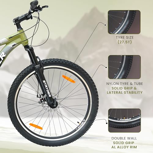 Image of Stryder 27.5T Krueger Mountain Cycle for Men & Women with Front Suspension and Dual Disc Brake | Multi-Speed Cycle - Ideal for 12+ Years (Frame: 18 Inches) (Sage Green & Black)