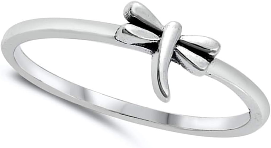 Classic Simple Dragonfly Nature Garden Ring New .925 Sterling Silver Band Sizes 4-10