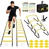BORNEW 2 Pack Agility Ladder, Soccer Speed Training Equipment Set with Total 26 ft Agility Ladder, 12 Cones, 4 Adjustable Hurdles, Jump Rope, for Soccer, Basketball, Football, Kids, Youth, Adults