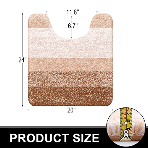 Olanly Luxury Toilet Rugs U-Shaped, Extra Soft And Absorbent Microfiber Bathroom Rugs, Non-Slip Plush Shaggy Toilet Bath Mat, Machine Wash Dry, Contour Bath Rugs For Toilet Base, 24X20, Beige #TOP1