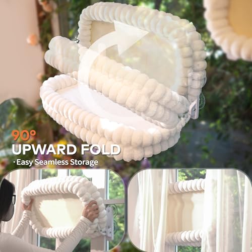 CheerPals Katzen Fensterliege, Weich Abnehmbarem Wendebezug Hängematte, Faltbare Katzenliege, Fenster Katzenbett mit Stabiles Stahlgestell und Saugnäpfe, Halt bis 18kg