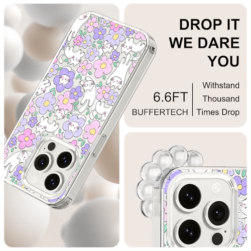 MOSNOVO for iPhone 15 Pro Case, Compatible with Magsafe, Shockproof Military-Grade Protection 6.6ft Drop Tested, Magnetic Clear Phone Case for iPhone 15 Pro, Cat in Bloom Design by MOSNOVO - Used condition - Image 5