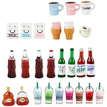 NWFashion Miniature Food Drinks Toys Bottle for Adults Childrens Pretend Play Kitchen Cooking Game Dollhouse Decor26pcs Mix