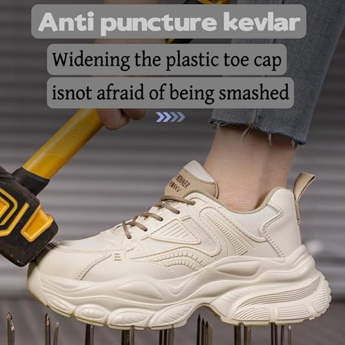 Women's Plastic Steel Toe Safety Shoes Puncture Proof Lace-Up Outdoor Sneakers4
