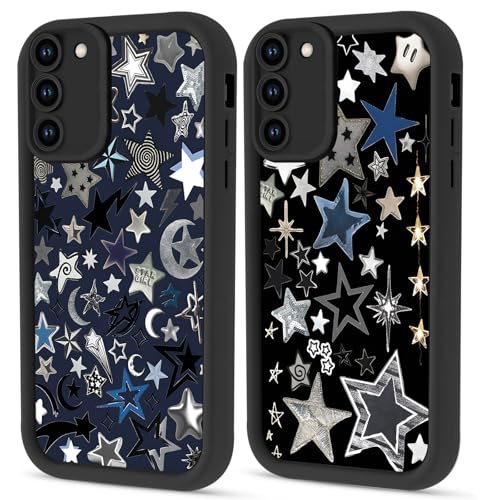 NBCDSUJ 2 Pack Cool Y2K Star Phone Cases for Samsung Galaxy A17 Case Stars Pattern Shockproof Soft Protective for Women Men Phone Cover Funda for Samsung A17 6.7 Inch Black