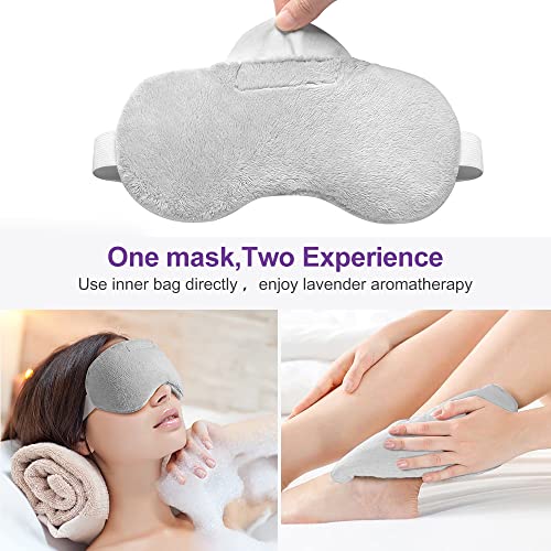 Umisleep Lavender Eye Mask, Aromatherapy Weighted Sleep Mask for Dry Eyes Men Women, Microwave Heated Hot Therapy Eye Cover Moist Compression Pain Relief, Eye Pillow for Puffy Eyes, Sinus Pain, Grey - Thumbnail 5