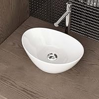 Waschbecken24 | Aufsatzwaschbecken | Premium-Qualität | Einfache Installation | Modernes Design (36x25x14cm, Weiß / A688)