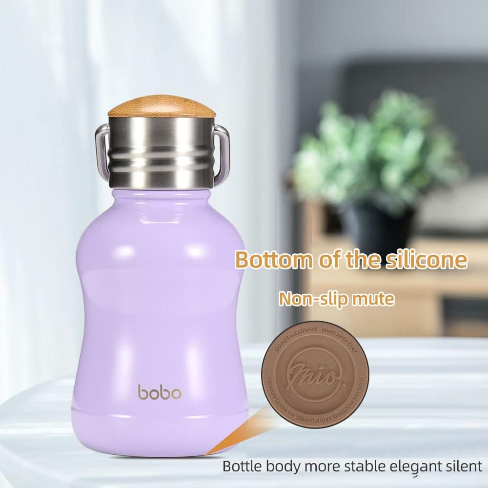 YOHKOH Mini Vacuum Insulated Water Bottle With Bamboo Lid - Stainless Steel Thermos Water Bottle for Women Girls Kids, Metal Sports Hot and Cold Water Bottle Leak-Proof BPA-Free (6.4oz,Violets) - Image 5