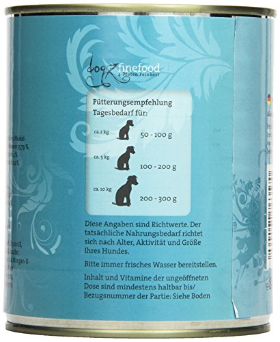 dogz finefood Hundefutter nass - N° 12 Wild & Hering - Feinkost Nassfutter für Hunde & Welpen - getreidefrei & zuckerfrei - hoher Fleischanteil, 6 x 800 g Dose