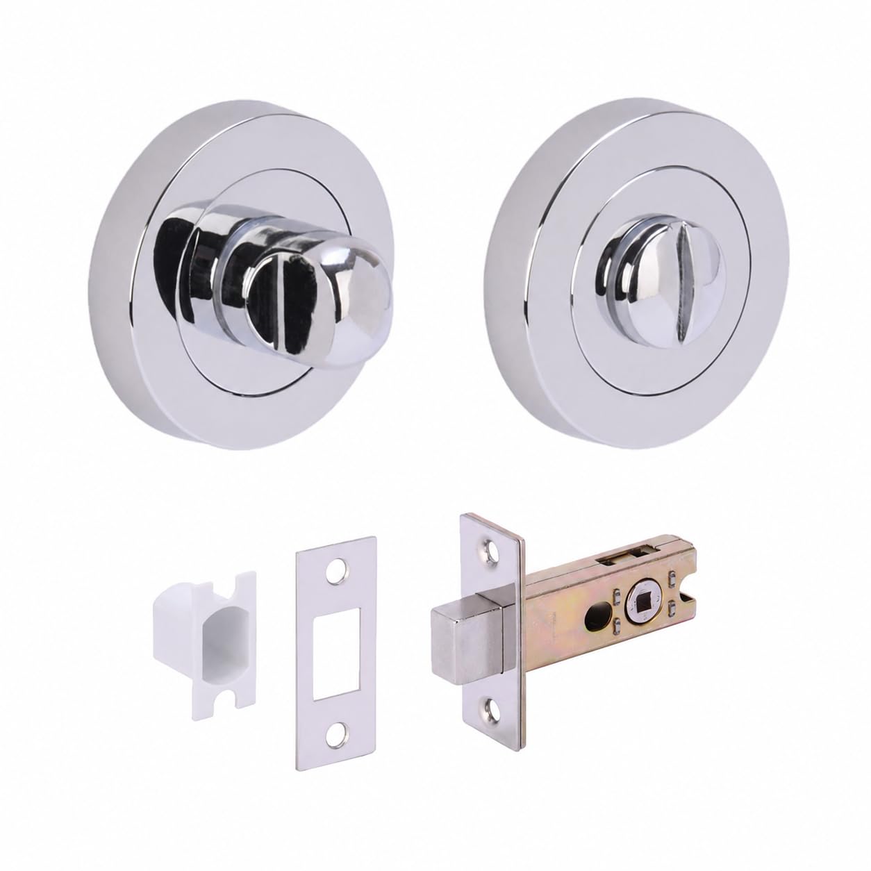 HANDLEZONE® Bathroom Toilet Door Thumb Turn and Release Deadbolt Kit - Polished Chrome - 65mm Bolt with 45mm Backset