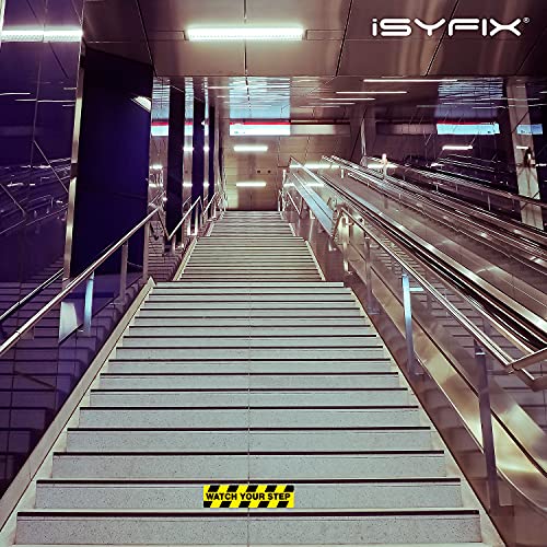 image for iSYFIX Watch Your Step Floor Decals Stickers - 12 Pack 20x5 Inch - Pre