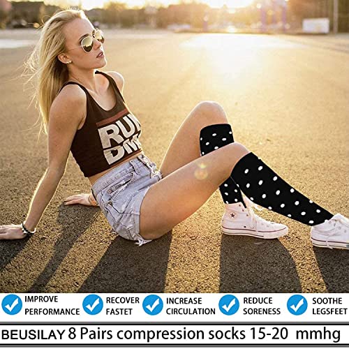 beusilay Calcetines de Compresión Para Mujeres Y Hombres 15-20 mmHg,Medias de compresión Ideal Para Médicos,Recuperación y Deporte,Correr,volar,Viajes Y Vuelo,Enfermeras,mujeres embarazadas - imagen 5