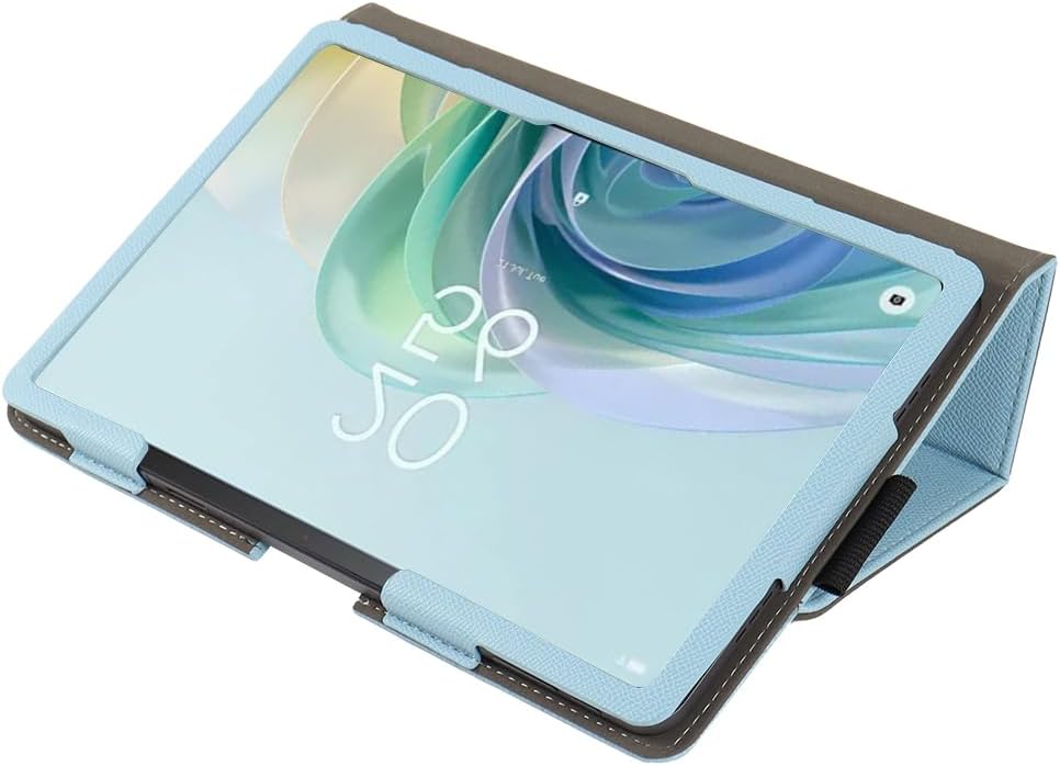 Protective case folded into a stand for tablet viewing