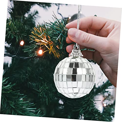 12 piezas de bolas espejadas colgantes para árbol de Navidad, fondos fotográficos y decoración festiva miniatura 2