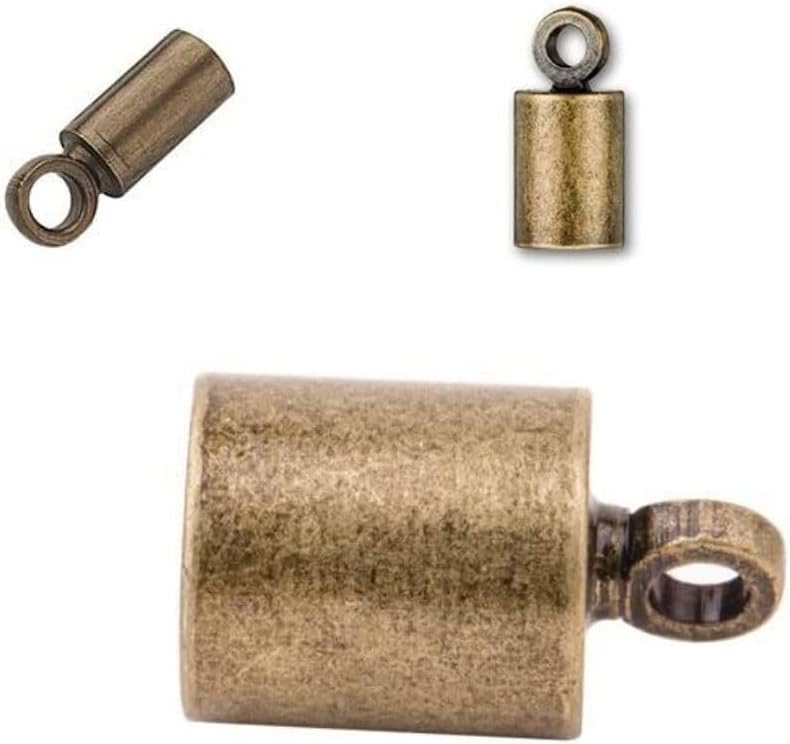 300pcs Round Tube Cord End Cap Barrel Glue in Antique Bronze Plated Brass for 1mm Cord Beading Wire Thread DIY Craft Jewelry Making CF56-1