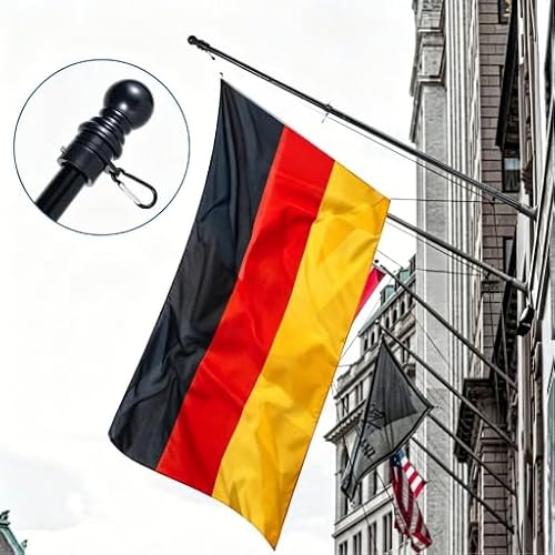 PEIZHIYC Fahnenmast Set 1.8M Edelstahl Teleskop Fahnenstange mit Halterung Teleskopstange Fahnenstange Fahnenmast Zubehör Set für Haus, Garten, Hof, Außenzaun (Schwarz)