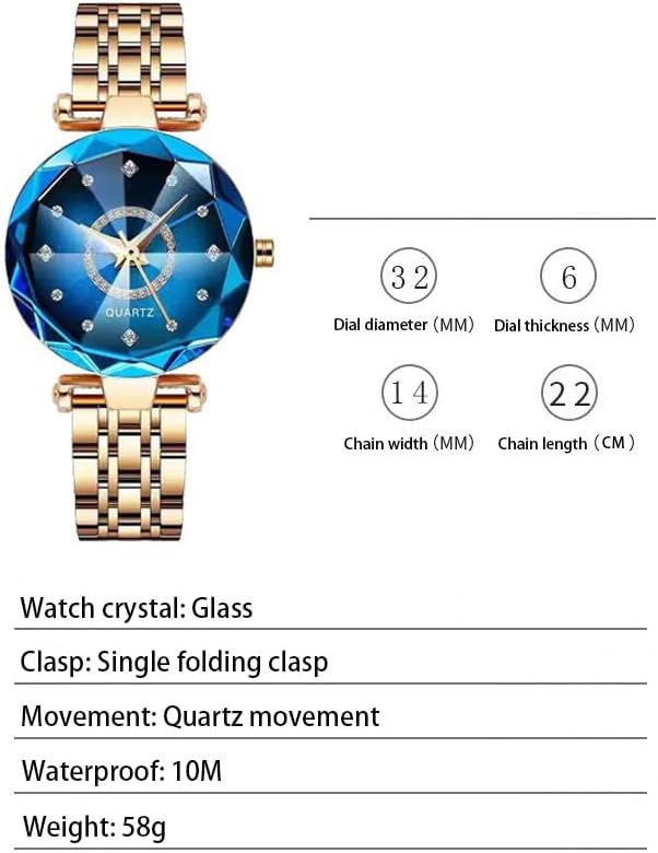 Women Watches with Bracelet Rose Gold for Lady Elegant Stainless Steel Strap Fashion Analog Creative Diamond Dial Wrist Watch - Image 6
