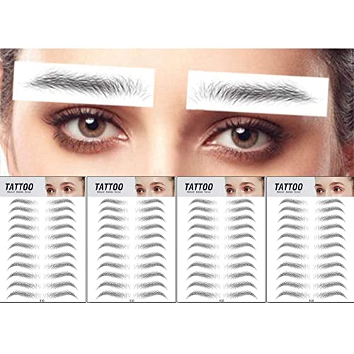 DAGEDA Black 44 Pairs 4 PC 4D Eyebrow Transfers Stickers, Long Lasting Natural Waterproof Bionic Eyebrow Water Transfer Tattoo Eyebrow Sticker For Woman Man Makeup Tool（#E10）