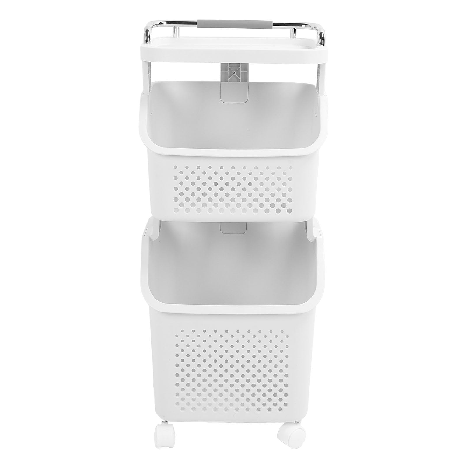 Rollender Wäschekorb, PP-ABS-Konstruktion, Kleideraufbewahrungskorb mit 4 Rädern, Stapelbares Design für Zuhause, Küche, Waschküche (2 Etagen)