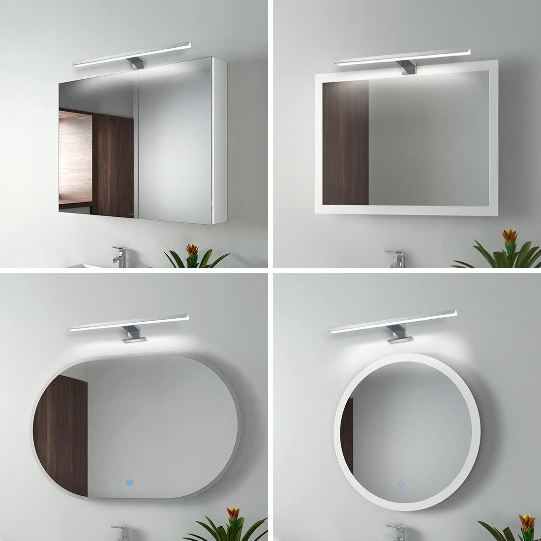 EMKE LED Spiegelleuchte Bad 40cm 8W - IP44 Schwarz 6000K Kaltweiß