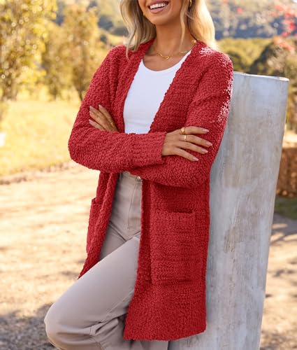 Image of MEROKEETY Women's Long Sleeve Soft Chunky Knit Sweater Open Front Cardigans Outwear Coat