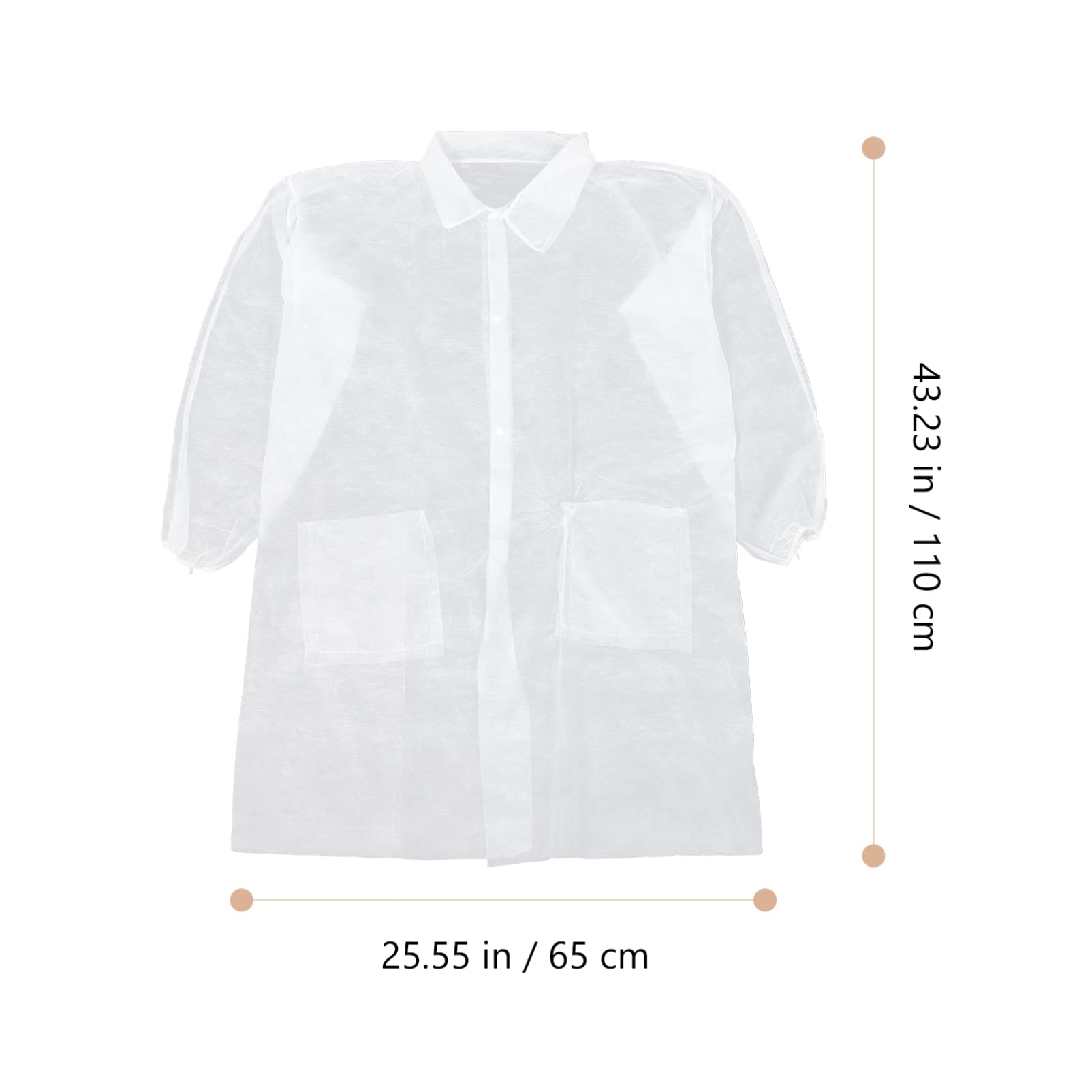 iplusmile 10 Pièces Blouses de Laboratoire Blanches Vêtements de Laboratoire pour Adultes Tissu Non Tissé Respirant Blouses Chirurgicales Uniformes de Laboratoire à Manches Longues