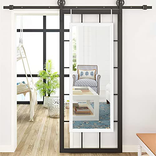 NeuType 111,8 x 45,7 cm Türspiegel in voller Länge, Spiegel über der Tür, Wandhalterung, hängender Spiegel mit 2 Metallaufhängern für Wand, Schlafzimmer, Badezimmer, Wohnzimmer, Dekoration, Weiß Cover