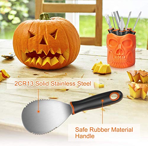GUUKIN Halloween Pumpkin Carving Tools Kit, Professional Stainless Steel Pumpkin Cutting Supplies Knife Sets for Halloween Decoration jack-o-lanterns for Kids & Adults (12 piece set)