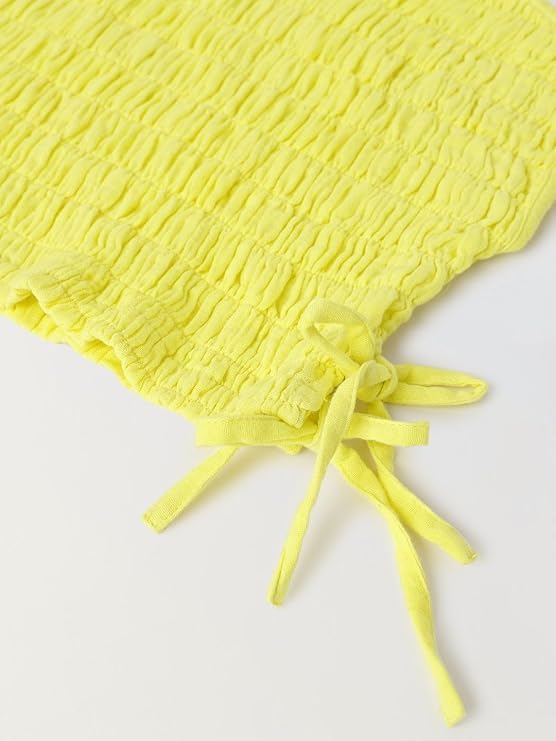 Image of SPUNKIES Pure Cotton Top & Leggings Set for Kids Girls - Yellow Smocking Casual Wear (2-14 Years)