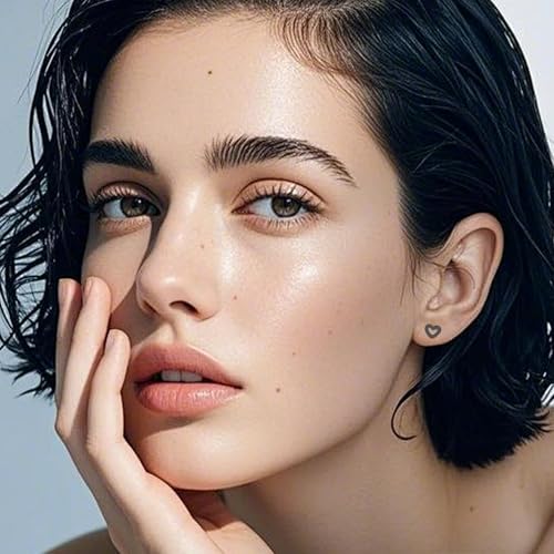 Women's titanium earrings 5MM hollow heart-shaped titanium earring Hypoallergenic earrings Butterfly buckle safety Available in gold/silver/Pink and black Lightweight and comfortable3