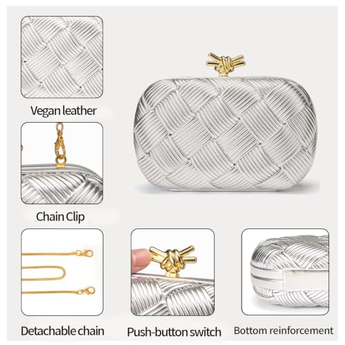 Image of Clutch Purses for Women, Vegan Leather Evening Handbag with Gold Chain