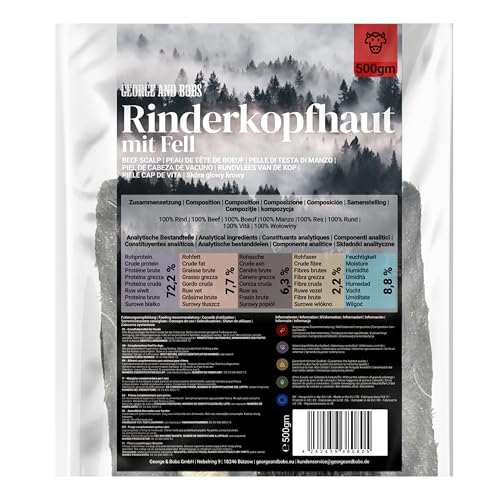 Rinderkopfhaut mit Fell - 1000g - von George and Bobs