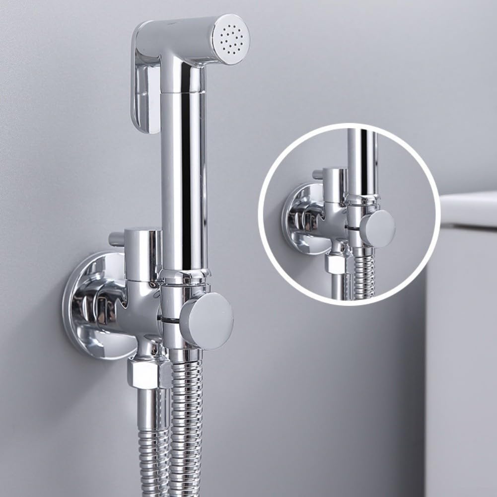 Set di spruzzatori per bidet in acciaio inox nero opaco, montaggio a parete, bidet per WC portatile Shattaf con secchio per pannolini, kit spray per l'igiene personale ()