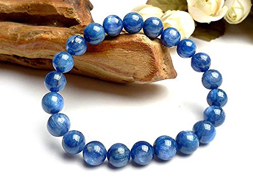 100% Natural Kyanite Gemstone Crystal Stretch Blue Round Bead Bracelet AAAA 8mm2