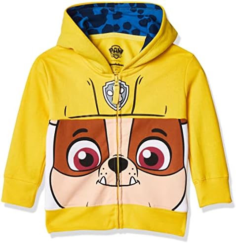 Nickelodeon Toddler Boys' Paw Patrol Character Big Face Zip-Up Hoodies, Rubble Yellow, 3T