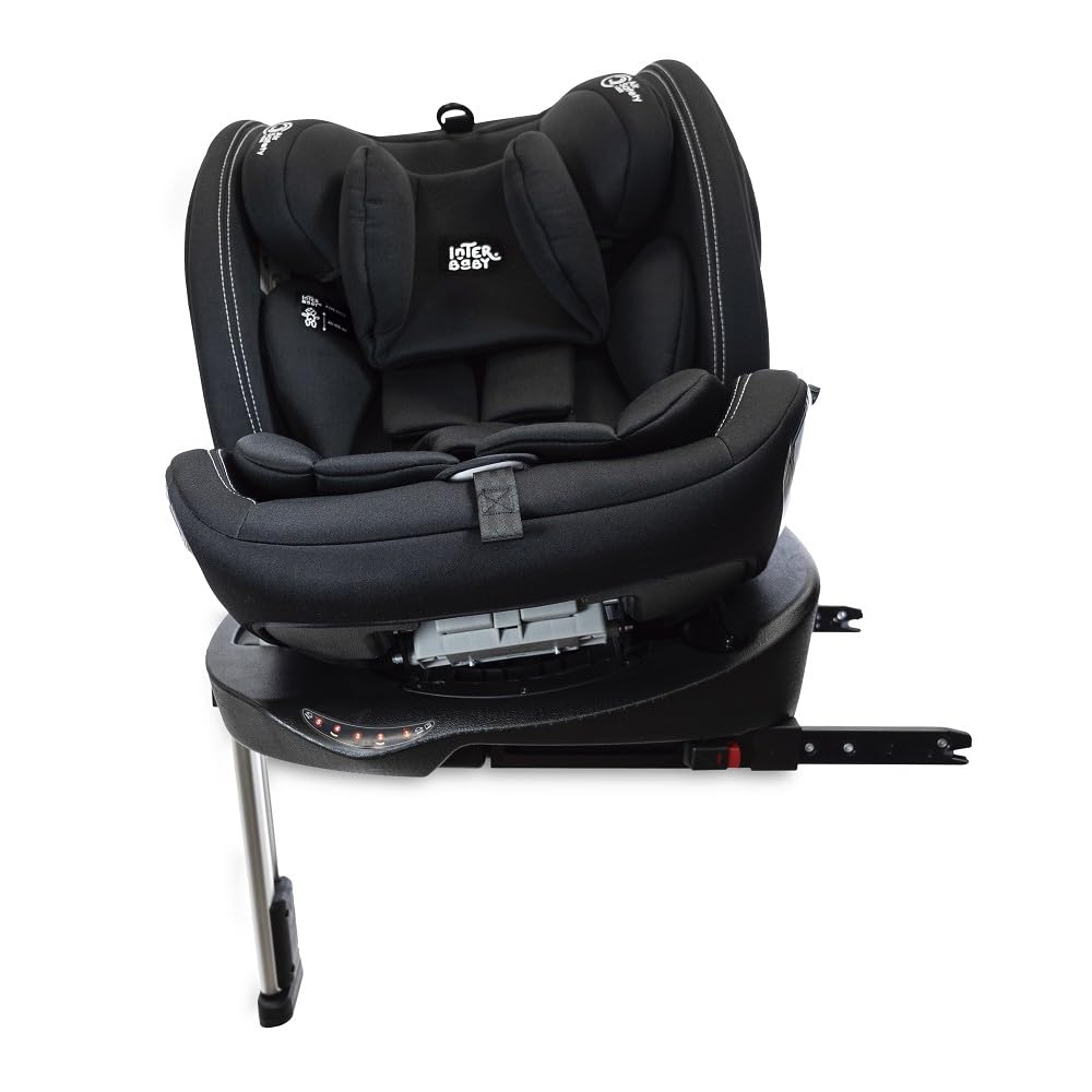 Interbaby Silla Coche Bebé PAX i-Size ISOFIX 360° Grupo 0+1+2+3 (Negro) | Silla auto giratoria 360 reclinable 40-150 cm, reductor recién nacido, protección lateral SPS, pata de apoyo