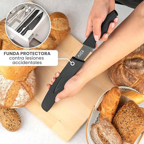 Miniatura 3 de Axer Cuchillo De Pan Negro - Cuchillos Cocina Profesional - Cuchillo Pan Con Funda - Bread Knife - Facas De Cozinha Para Pão - Cuchillo Cocina Profesional