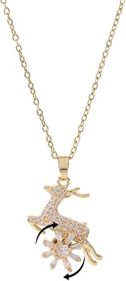 Sunflower Fidget Necklace for Women Gold Moon Necklace Rotating Heart Necklaces Spinning Crystal Flower Anxiety Necklaces Crescent Moons Jewelry Accessories