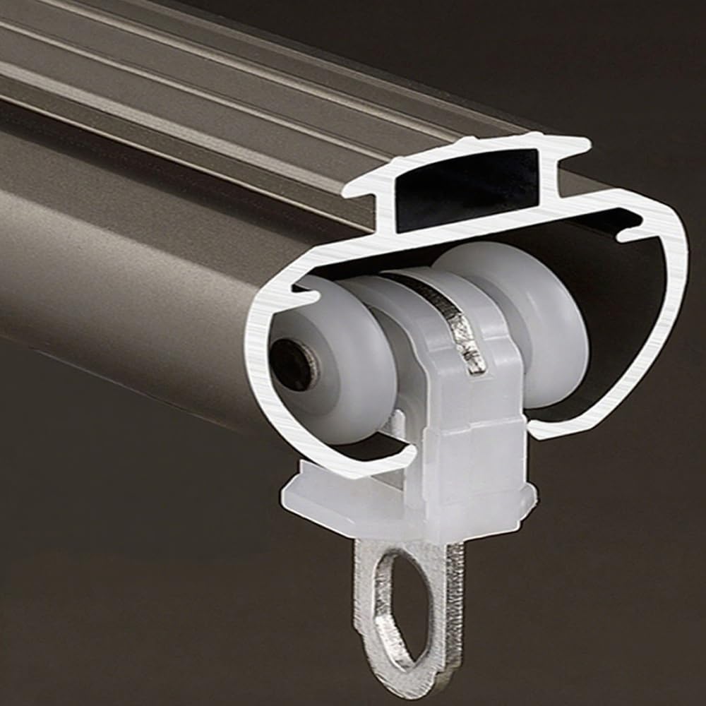 Aluminiowy system szyn do zasłon z akcesoriami do altany prysznicowej sypialni - regulowana długość od 1 m do 6 m (czarna 5,4 m) - idealny do wystroju domu i rozwiązań zapewniających prywatność