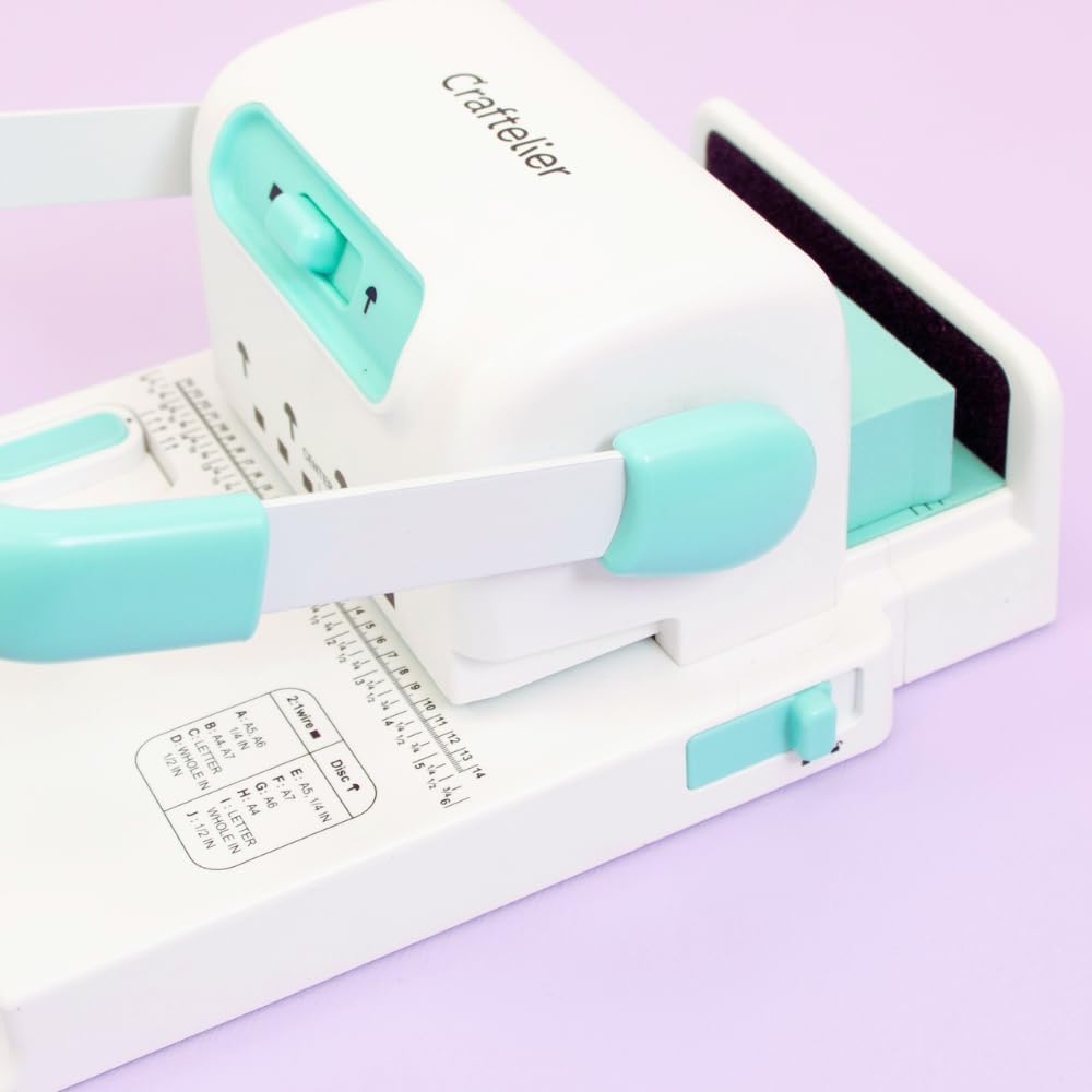 Craftelier Mini relieuse Minty Duo Binding Machine 1 pouce anneaux disques 23,5 x 16 x 21 cm
