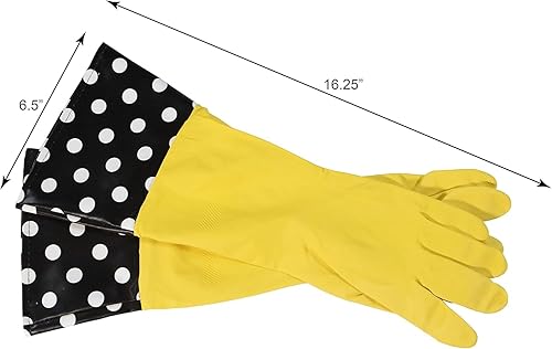 Miniatura 3 de Evriholder Glam-Gloves - Guantes de látex reutilizables para lavar platos para cocina o limpieza, amarillo, 3 pares, los patrones pueden variar