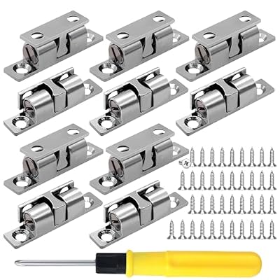 TETEWEVER 10 Piezas Doble Bola Pestillos 48 mm Pestillos para Muebles con 40 Tornillos Cierres para Puerta de Armarios de Cocina Puertas de Muebles Estanterías