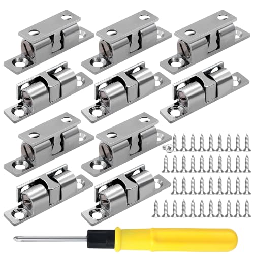 TETEWEVER 10 Piezas Doble Bola Pestillos 48 mm Pestillos para Muebles con 40 Tornillos Cierres para Puerta de Armarios de Cocina Puertas de Muebles Estanterías