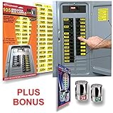 Circuit Breaker ID Tags plus Bonus Chrome Socket Labels for tool organizing, great for Home Owners, Apartments & Electricians, Decals fit all Breaker Panels & Switches, applies directly to the breaker