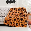 SOCHOW Halloween Jacquard Throw Blanket, Fuzzy Soft Cozy Warm Pumpkin Ghost Fall Decor Holiday Blanket for Couch, Sofa and Bed, 50 x 60 Inches, Orange/Black #1