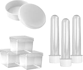 Lembrancinha Kit Com 20 Tubetes 13cm, 20 Latinhas e 20 Caixinhas 5x5. Festa Kit Aniversario (Branco)