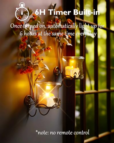 Image of Homemory 24-Pack Battery Tea Lights with Timer Built in, Auto-On 6H Daily | Flickering Flameless LED Tealight Votive Candles for Lanterns, Centerpieces, Mantels and Traditional Decor, No Remote