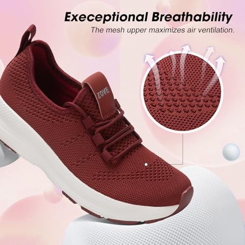 Image of ZOVE Wide Toe Box Shoes Women Extra Wide Width Sneakers Ultra Light Road Running Shoes Non-Slip Tennis Sneakers Breathable Walking Athletic